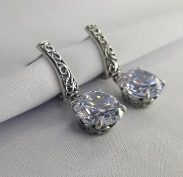 Серьги Красная пресня 3387798 вес 8.6 г серебро, фианит купить,27034