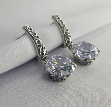 Серьги Красная пресня 3387798 вес 8.6 г серебро, фианит купить,27034