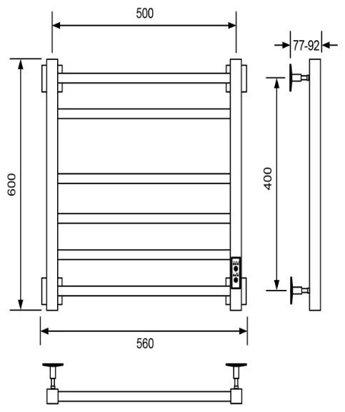 Полотенцесушитель Veconi Barro-B B6050B-B 60х50см черный