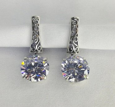 Серьги Красная пресня 3387798 вес 8.6 г серебро, фианит купить,27034