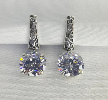 Серьги Красная пресня 3387798 вес 8.6 г серебро, фианит купить,27034