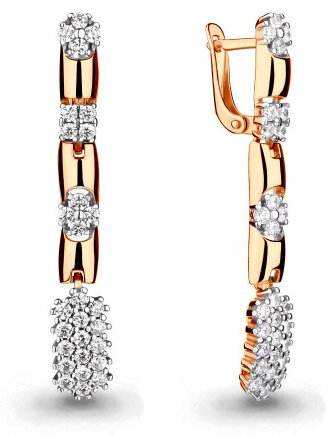 Серьги AQUAMARINE 46143А.6 вес 4.04 г серебро, фианит купить,54788
