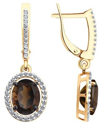 Серьги Diamant 93-321-01999-4 вес 3.53 г серебро, фианит, раухтопаз купить,26676