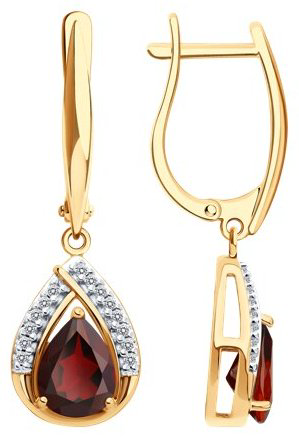 Серьги SOKOLOV S92023210A вес 4.52 г серебро, фианит, гранат купить,38475