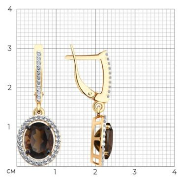 Серьги Diamant 93-321-01999-4 вес 3.53 г серебро, фианит, раухтопаз купить,26676