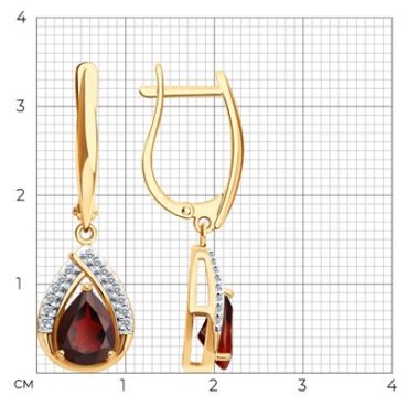 Серьги SOKOLOV S92023210A вес 4.52 г серебро, фианит, гранат купить,38475
