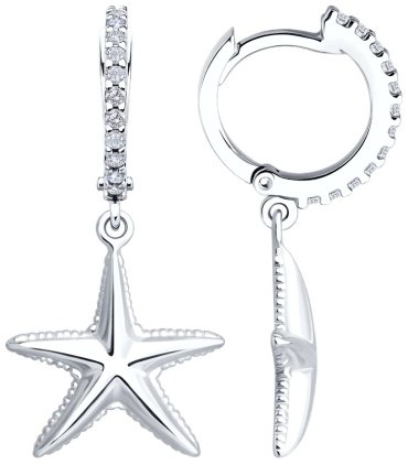 Серьги SOKOLOV 94027216 вес 3.42 г серебро, фианит купить,26456