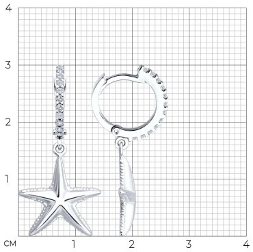 Серьги SOKOLOV 94027216 вес 3.42 г серебро, фианит купить,26456