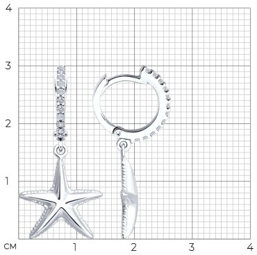 Серьги SOKOLOV 94027216 вес 3.42 г серебро, фианит купить,26456