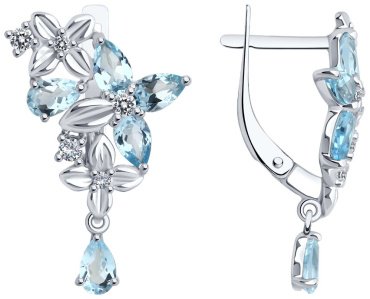 Серьги Diamant 94-321-02061-1 вес 3.6 г серебро, фианит купить,40014