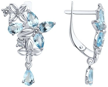 Серьги Diamant 94-321-02061-1 вес 3.6 г серебро, фианит купить,40014