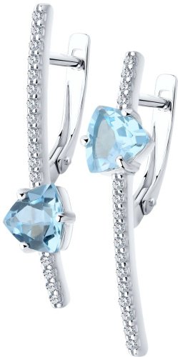 Серьги SOKOLOV 92022198 вес 3.57 г серебро, топаз, фианит купить,30694