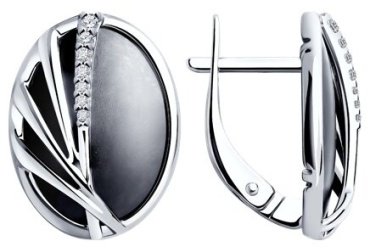 Серьги Diamant 94-120-01654-1 вес 6.04 г серебро, фианит купить,24105