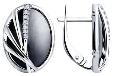 Серьги Diamant 94-120-01654-1 вес 6.04 г серебро, фианит купить,24105