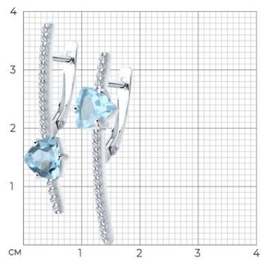 Серьги SOKOLOV 92022198 вес 3.57 г серебро, топаз, фианит купить,30694