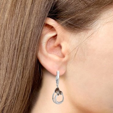 Серьги AQUAMARINE 45006801А_s вес 4.42 г серебро, кварц, фианит купить,48202