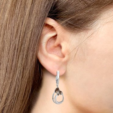 Серьги AQUAMARINE 45006801А_s вес 4.42 г серебро, кварц, фианит купить,48202