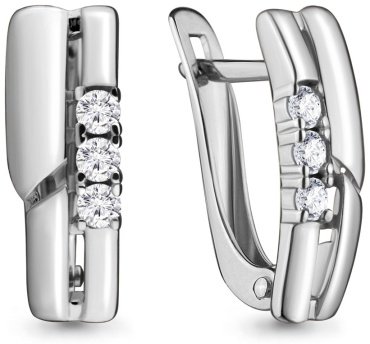 Серьги AQUAMARINE 46617А вес 2.08 г серебро, фианит купить,27702