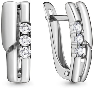 Серьги AQUAMARINE 46617А вес 2.08 г серебро, фианит купить,27702