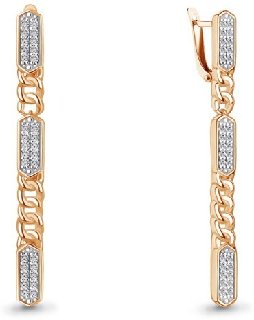 Серьги AQUAMARINE 49499А вес 6.04 г серебро, фианит купить,74898