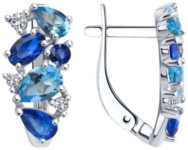 Серьги SOKOLOV 92022720 вес 2.85 г серебро, фианит, топаз купить,32498