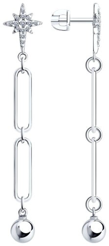 Серьги SOKOLOV 94025856 вес 4.17 г серебро, фианит купить,13851