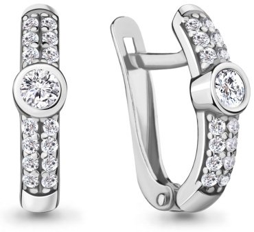 Серьги AQUAMARINE 48636А вес 2.04 г серебро, фианит купить,28318