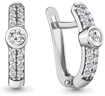 Серьги AQUAMARINE 48636А вес 2.04 г серебро, фианит купить,28318
