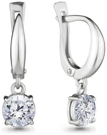 Серьги AQUAMARINE 420781 вес 2.9 г серебро, фианит купить,24932