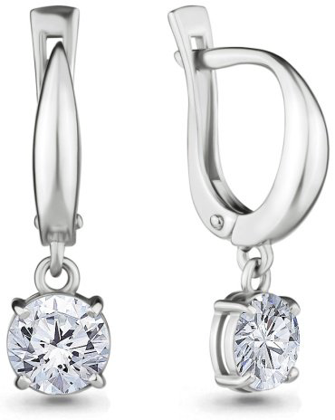 Серьги AQUAMARINE 420781 вес 2.9 г серебро, фианит купить,24932