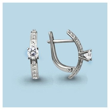 Серьги AQUAMARINE 44110А вес 2.26 г серебро, фианит купить,20796