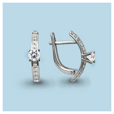 Серьги AQUAMARINE 44110А вес 2.26 г серебро, фианит купить,20796