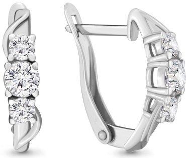Серьги AQUAMARINE 435761А вес 2.2 г серебро, фианит купить,21557