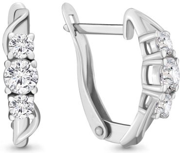 Серьги AQUAMARINE 435761А вес 2.2 г серебро, фианит купить,21557