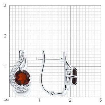 Серьги Diamant 94-320-00555-2 вес 2.19 г серебро, гранат, фианит купить,19494