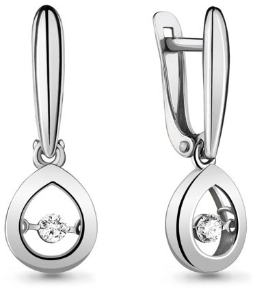 Серьги AQUAMARINE 46186А.5 вес 2.3 г серебро, фианит купить,29754