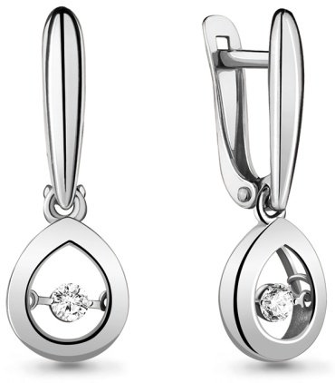 Серьги AQUAMARINE 46186А.5 вес 2.3 г серебро, фианит купить,29754