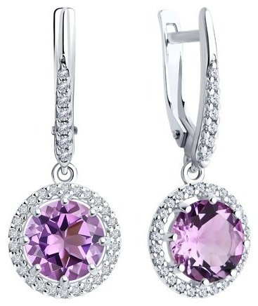 Серьги Diamant 94-321-02052-3 вес 3.79 г серебро, аметист, фианит купить,31869