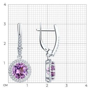 Серьги Diamant 94-321-02052-3 вес 3.79 г серебро, аметист, фианит купить,31869