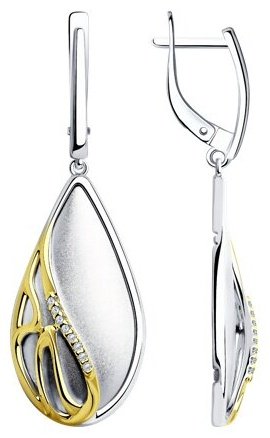 Серьги Diamant 94-121-01690-1 вес 5.51 г серебро, фианит купить,16790