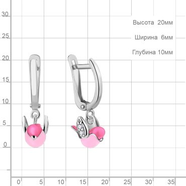 Серьги AQUAMARINE 49276А вес 2.56 г серебро, фианит купить,25103