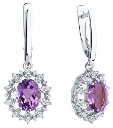 Серьги Diamant 94-321-02042-3 вес 4.83 г серебро, фианит купить,46170