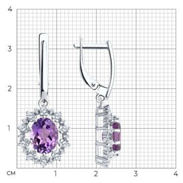 Серьги Diamant 94-321-02042-3 вес 4.83 г серебро, фианит купить,46170