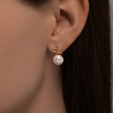Серьги Diamant 93-320-02069-1 вес 3.57 г серебро, фианит, культивированный жемчуг купить,20815