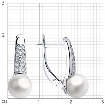 Серьги SOKOLOV 94023485 вес 2.87 г серебро, фианит, жемчуг Swarovski купить,20417