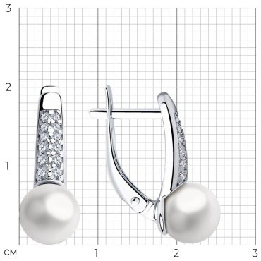 Серьги SOKOLOV 94023485 вес 2.87 г серебро, фианит, жемчуг Swarovski купить,20417