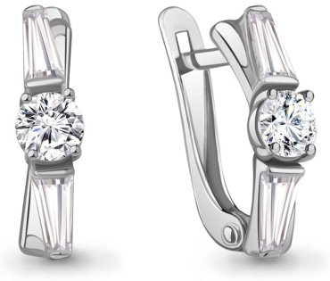 Серьги AQUAMARINE 400262А вес 2.28 г серебро, фианит купить,29754