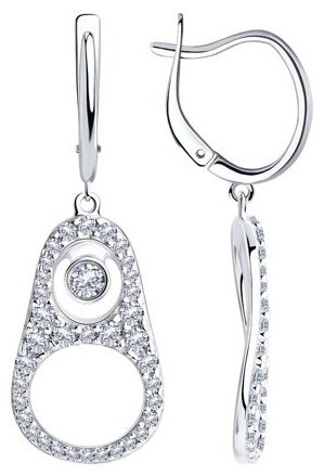 Серьги SOKOLOV 94024486 вес 6.95 г серебро, фианит купить,26852