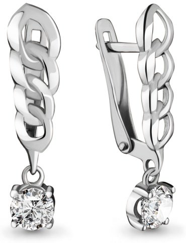 Серьги AQUAMARINE 436631 вес 2.38 г серебро, фианит купить,20638