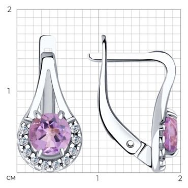 Серьги Diamant 94-320-00504-1 вес 2.2 г серебро, фианит купить,18468